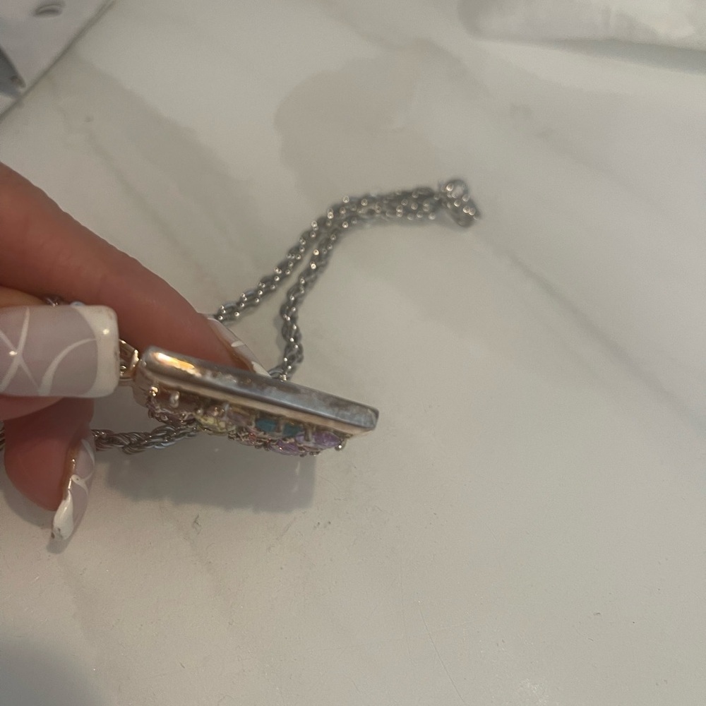 Beautiful Multicolored, Gemstone Square Pendant W… - image 5